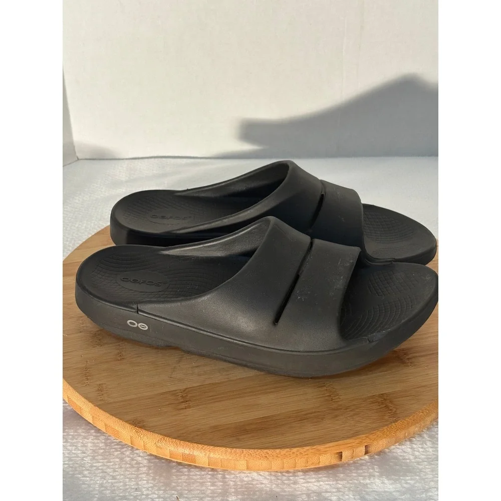 OOFOS OOahh Sport Slide Sandals Mens 11 Black Recovery Shoes M11 W13 EU 44